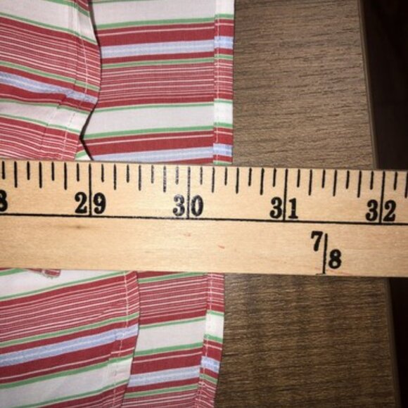 Tailorbyrd Red White Striped Medium Button Up  Dress Shirt Logo Business Style - Picture 8 of 11